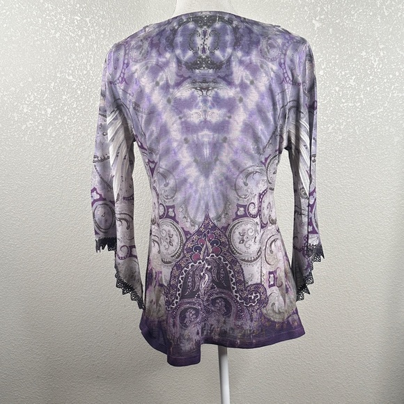 One World Y2K Purple Boho Tie Dye Fairy Goth Grunge Whimsigoth Top Size Medium - Picture 3 of 7